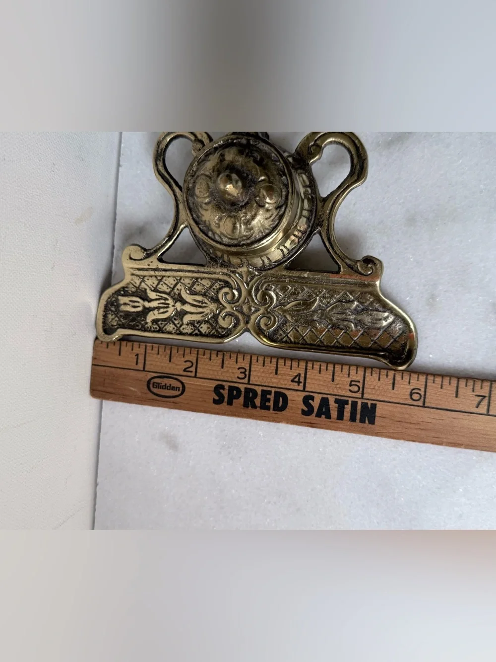 Brass Ink Well and Pen Rest - Antique-Style Brass Finish